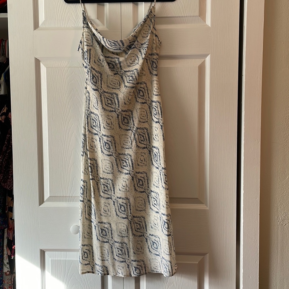 Collective Concepts midi blue and white dress